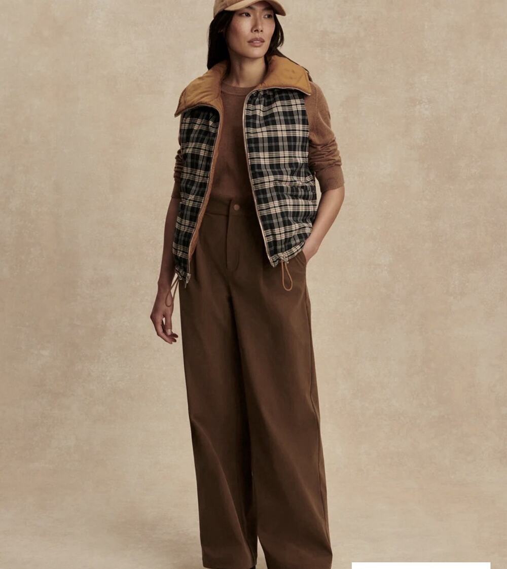 Varley Miya Reversible Gilet Women’s Golden Bronze/ Navy Check Small